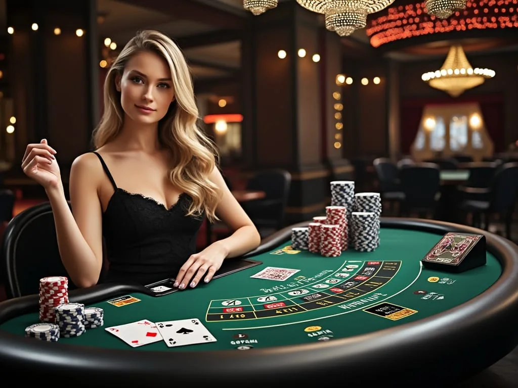 Dealer memandu permainan pada meja kasino live
